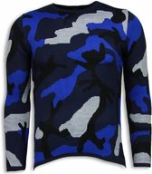 Dazzle Paint Trui - Camouflage Long Fit Sweater - Blauw
