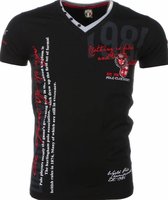 Italiaanse T-shirt - Korte Mouwen Heren - Borduur Polo Club - Zwart