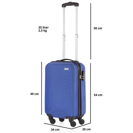 TravelZ Horizon Handbagagekoffer - 54cm Handbagage Trolley 35 Ltr - Blauw - Travelz