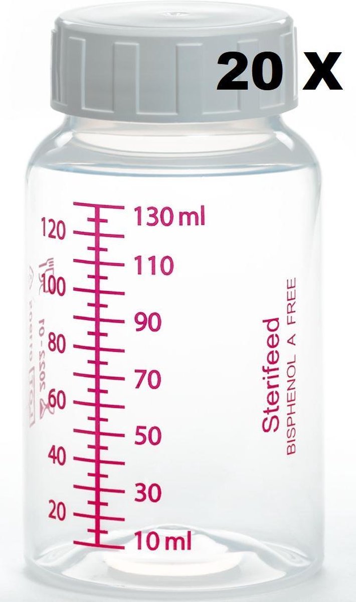 Sterifeed: Moedermelk bewaarfles (herbruikbare kwaliteit) 20 stuks 130 ml (plastic)