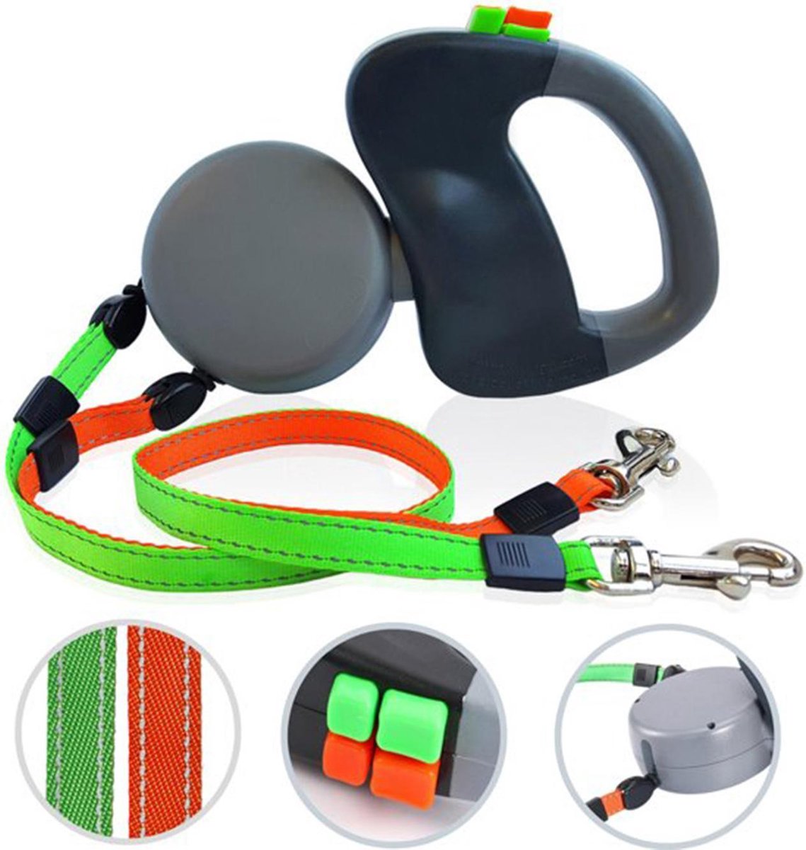 QitinDasen Grijs Handsfree Hondenriem, Verstelbare Heupriem en Dubbele