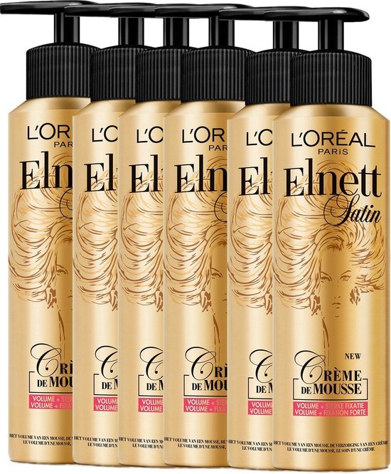 L'Oréal Paris Elnett Crème de Mousse Krullen Haarmousse - 6 x 200 ml - Multiverpakking