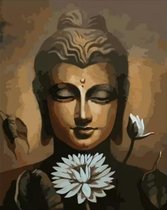 Lotus Boeddha Schilderen op Nummer Volwassenen & Kinderen met Frame – Paint By Number met Canvas Schildersdoek 40x50 & Acrylverf