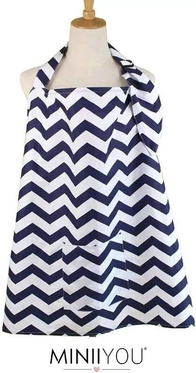 Goedkoopste MINIIYOU Voedingsdoek - Borstvoedingsdoek - Inclusief Opbergzakje - Donkerblauw Strepen