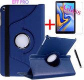 Samsung Galaxy Tab A 10.1 (2019) T510 / T515, HiCHiCO Tablet Hoes 360° draaistand Cover Tablet hoesje Donker Blauw en met Stylus Pen + Screen Protector