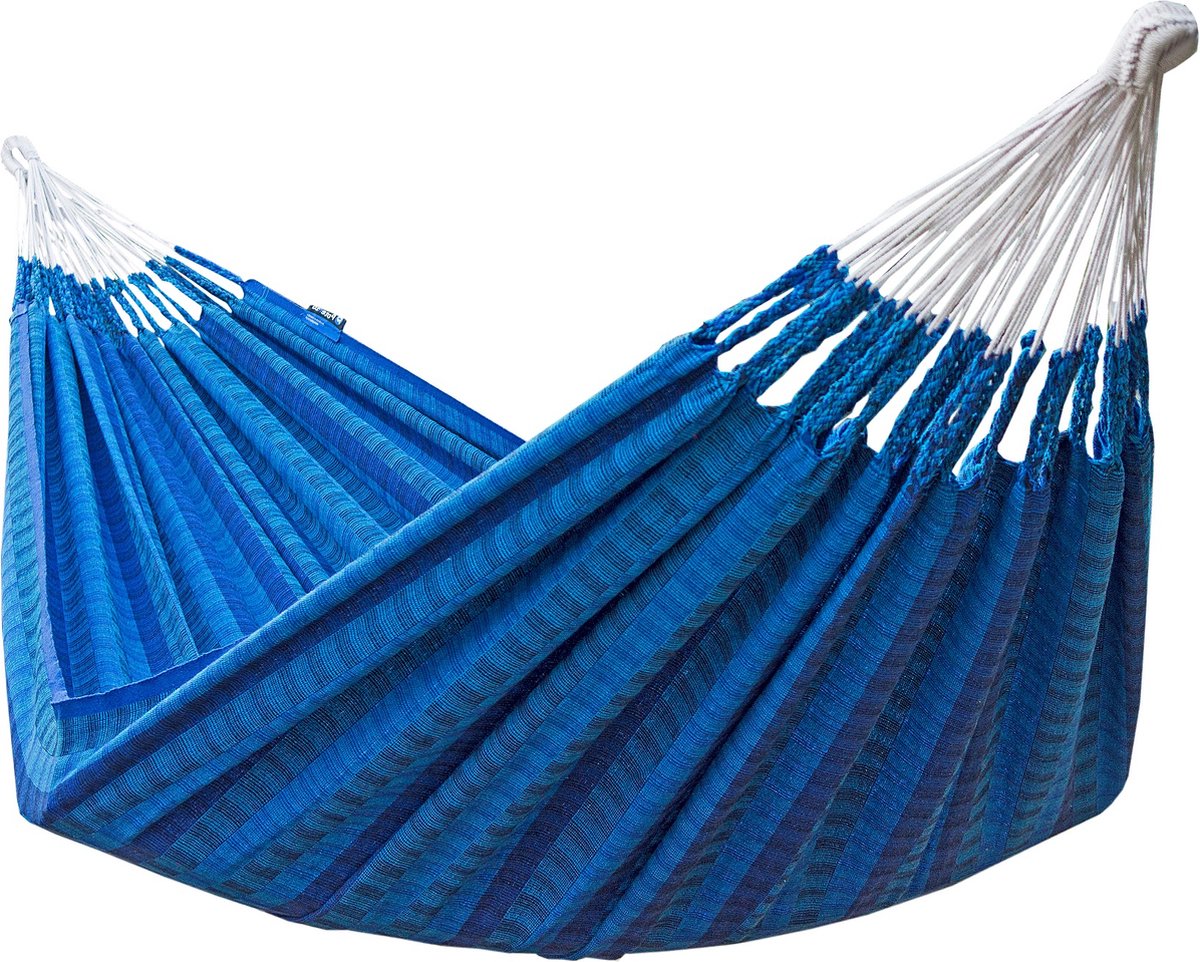 Potenza® Luxe COLOMBIAANSE hangmat - 2 persoons - EXTRA STEVIG - UV bestendig -100% katoen - Blauw - Morena