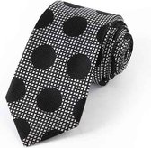 Zijden stropdassen - stropdas heren ThannaPhum Zijden stropdas grijs met zwarte bollen