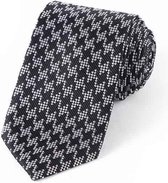 Zijden stropdassen - stropdas heren ThannaPhum Zijden stropdas zwart met grijs ruitmotief