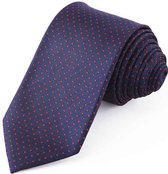 Zijden stropdassen - stropdas heren ThannaPhum Zijden stropdas donkerblauw met rode stippeltjes