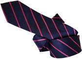 Zijden stropdassen - stropdas heren - ThannaPhum Zijden stropdas donkerblauw met roze strepen
