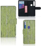 Smartphone Hoesje Motorola One Action Book Style Case Green Wood
