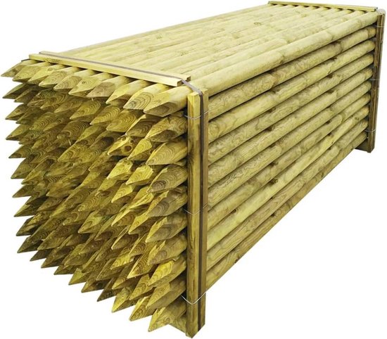 Schuttingpalen met punt 100 st 5x240 cm FSC geïmpregneerd hout | bol.com