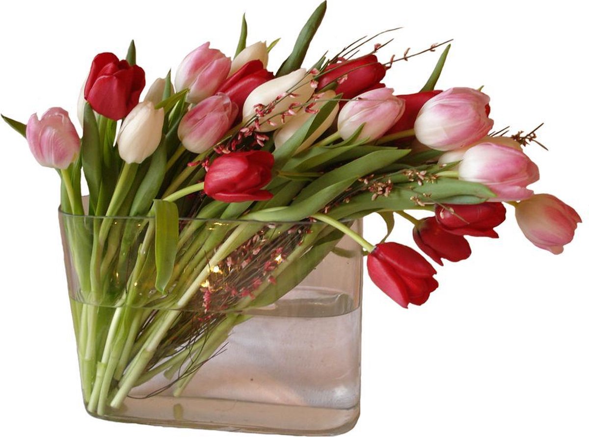 20 tulipes mélangées avec vase magnifique cadeau de fête des mères pour la  Saint-Valentin | bol.com