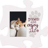 Puzzelstuk met fotolijst Paws and enjoy life