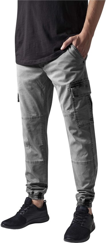 Urban Classics Washed Cargo Twill Jogging Heren Cargobroeken - grijs - W34L32