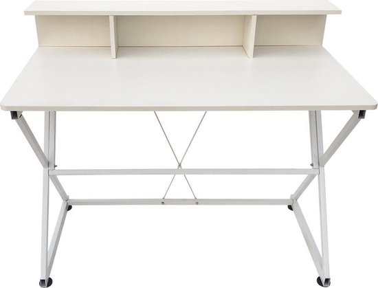 Table de bureau ordinateur portable Tough - industriel moderne -110 cm de large - blanc