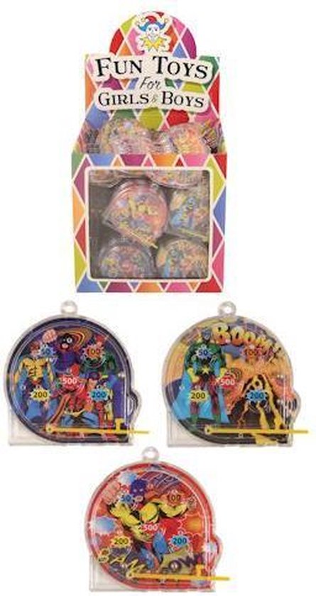 108 stuks - Uitdeelcadeautjes - Flipperspel - Model: Super Helden - In Traktatiebox - Uitdeel Traktatie voor kinderen - Jongens