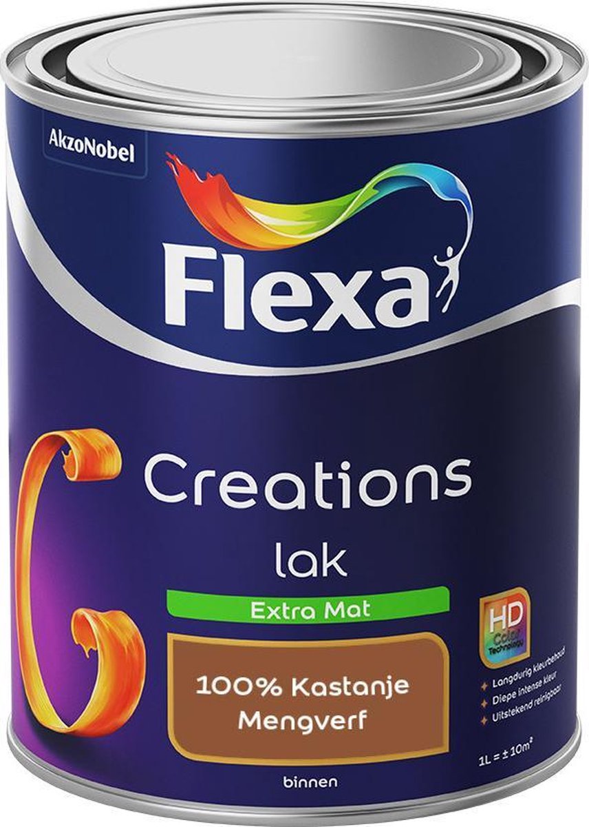 Flexa Creations - Lak Extra Mat - Mengkleur - 100% Kastanje - 1 liter