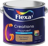 Flexa Creations - Muurverf Zijde Mat - Mengkleuren Collectie - Puur Sesam  - 2,5 liter