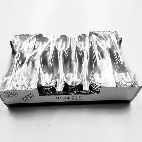 100 x Metallic zilver plastic KOFFIELEPELS - Luxe sterk wegwerp bestek -  Mozaik van Sabert | bol.com