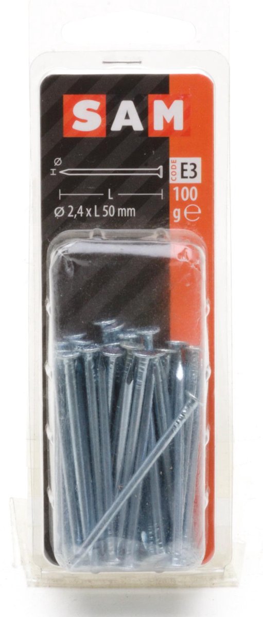 SAM Nagel platte kop 2,4x50mm ca. 100 gram 815100 E3