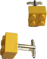 Petra's Sieradenwereld - Manchetknopen Lego geel