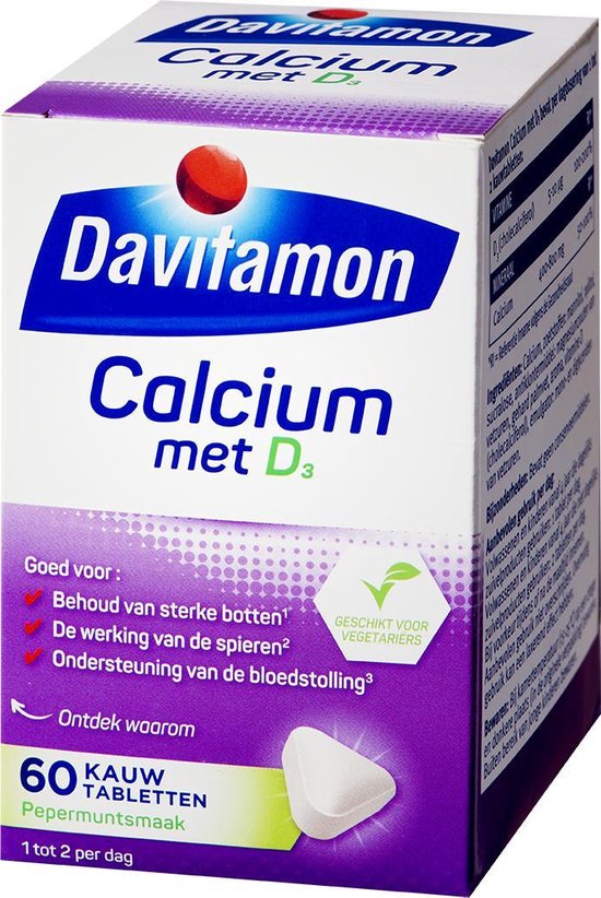 Netto ochtendgloren wereld Davitamon Calcium met vitamine D3 - Pepermuntsmaak - Voedingssupplement |  bol.com