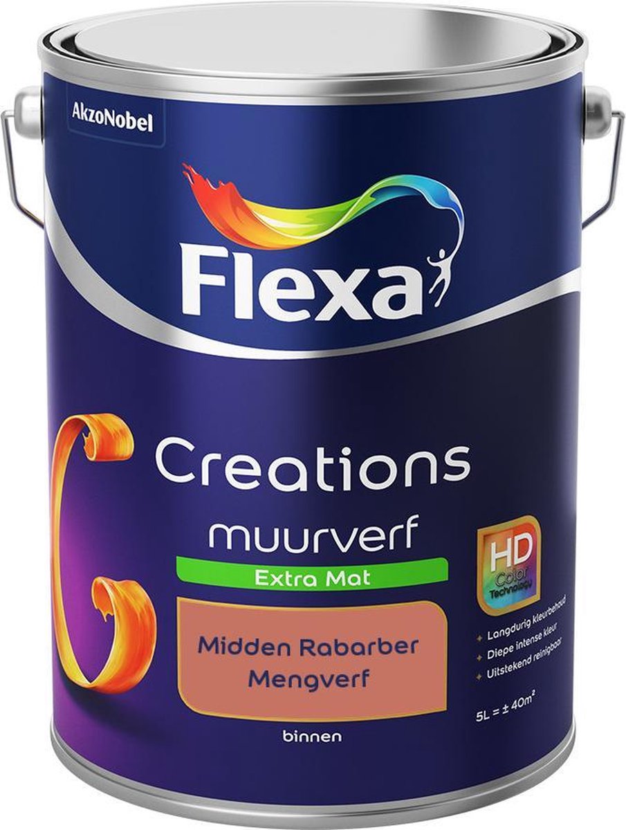 Flexa Creations Muurverf - Extra Mat - Mengkleuren Collectie - Midden Rabarber - 5 liter