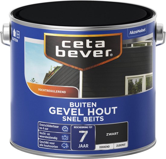 Logisch Medewerker item CetaBever Buiten Gevel Hout Snel Beits - Zijdemat - Zwart - 2,5 liter |  bol.com