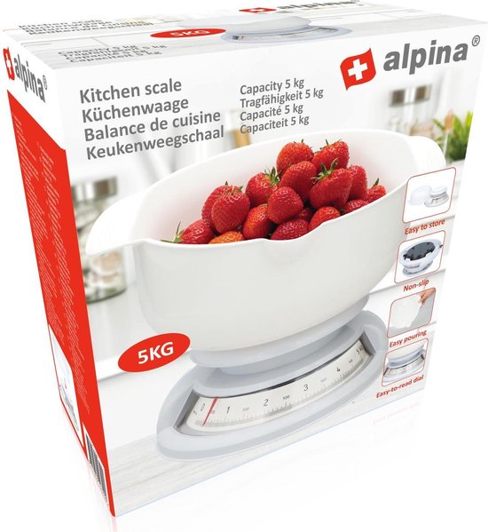 Alpina de cuisine - Analogique - 5 KG - Avec bol - Wit