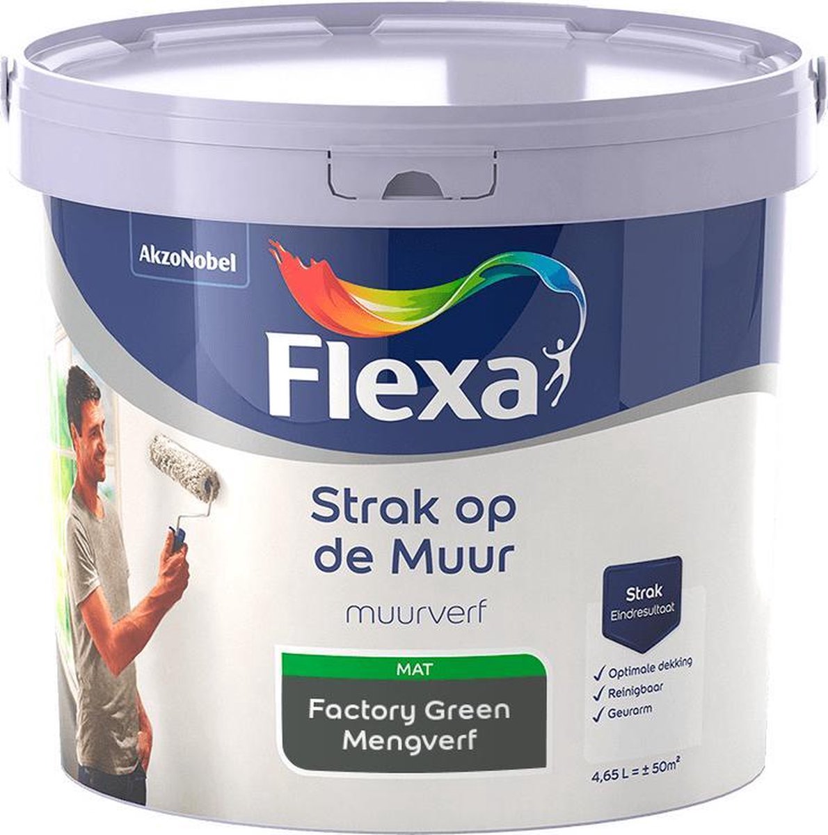 Flexa Strak Op De Muur Muurverf Mengcollectie Factory Green 5 Liter Bol Com
