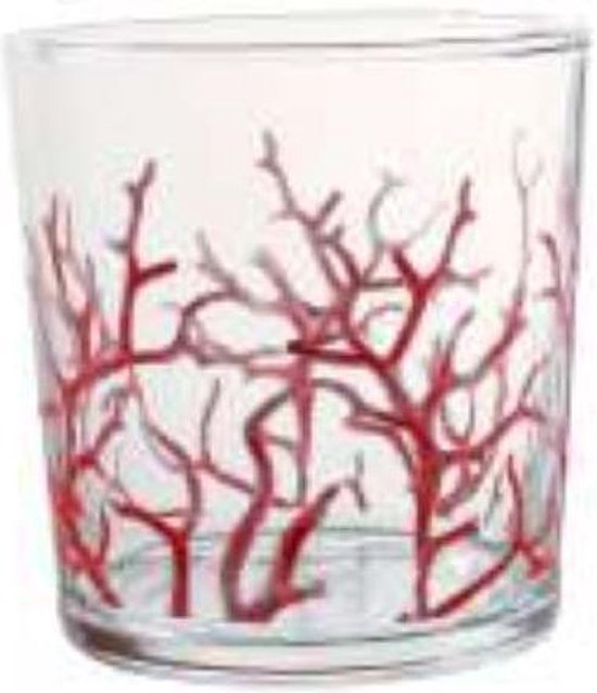 Set van vier waterglazen - glas tumbler Rood Koraal