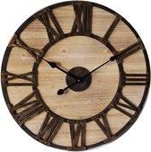 Mansion Atmosphere Klok Round Wood Clock Metal Roman Dia 60x4,5cm