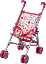 Fuchsia roze poppenwagen speelgoed voor meisjes - Poppen accessoires buggy/wandelwagen roze/wit