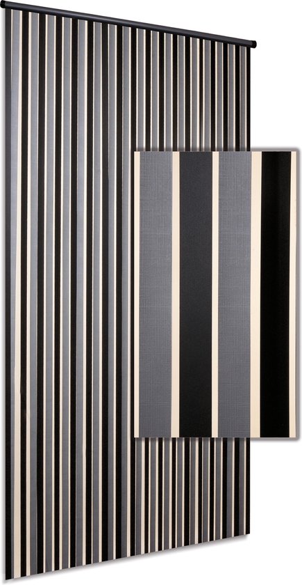 Vliegengordijn/deurgordijn Linten High Quality - zilver zwart 90x220cm