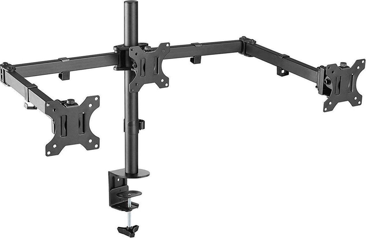 Monitor beugel voor 3 Schermen - Monitor Arm voor 13 t/m 26 Inch – Draai-, kantel- en zwenkbaar – Zwart – Douxe DXM3