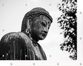 Tuinposter Boeddha - Zwart - Wit | 150 x 100 cm | PosterGuru