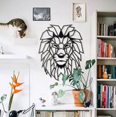 Metalen Leeuwenhoofd XL - Groot Formaat 65x82 cm| Zwart | Metal Lion Head - Hoagard Wanddecoratie, Muurdecoratie | Geometrisch Ontwerp |Beste cadeau-idee voor dierenliefhebbers | M