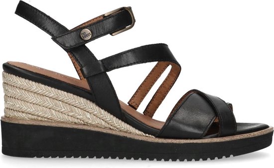 module bereiken landbouw No Stress - Dames - Zwarte leren sandalen met sleehak - Maat 36 | bol.com