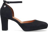 No Stress - Dames - Blauwe suède pumps met enkelbandje - Maat 41