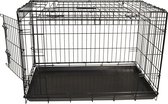 Honden bench Draadkooi met deur en schuifdeur - zwart - 123x77x83 cm.