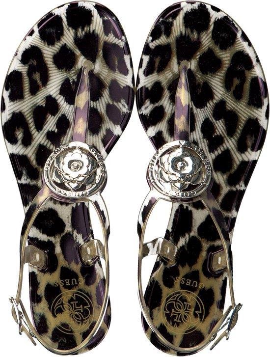 GUESS Jaxx/Thong Dames Sandalen - Leopard - Maat 37 | bol.com