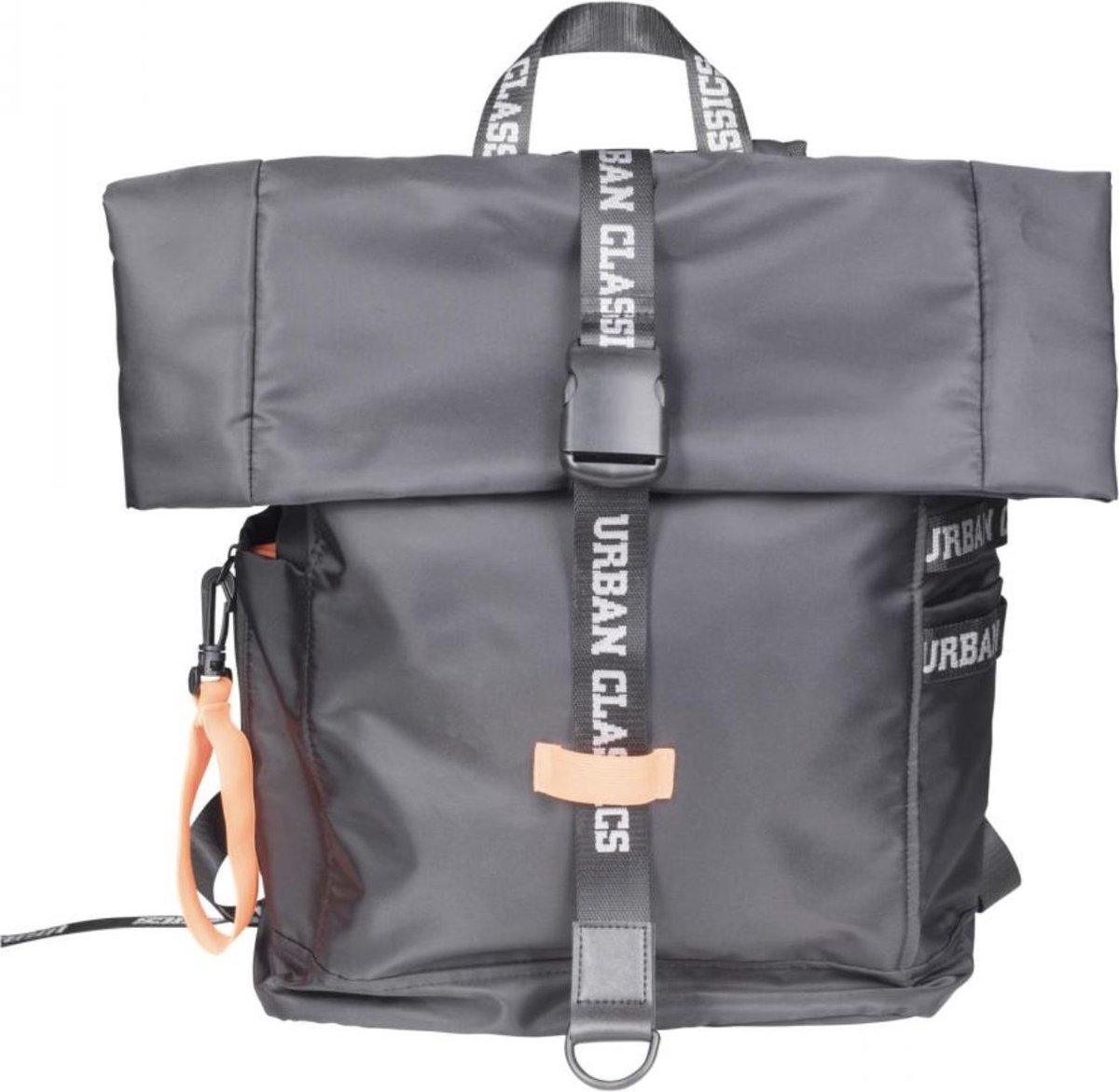 Roll Top Messenger Backpack Rugzak Met Laptopvak Laptoptas 15.6 Inch Zwart
