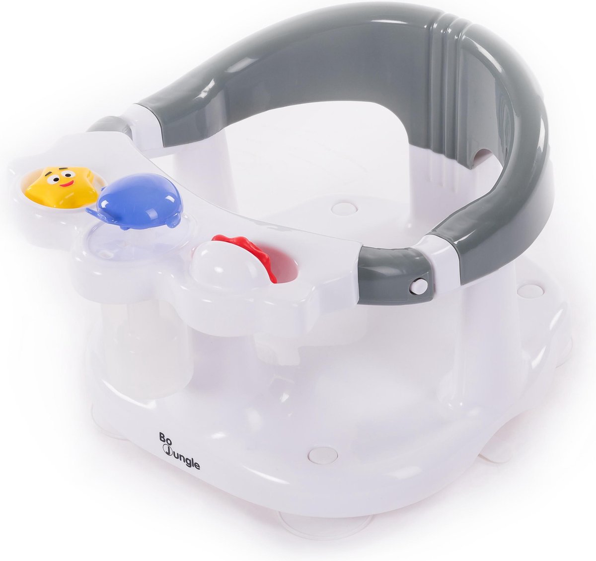 Goedkoopste Bo Jungle - Badzitje baby - Met 4 zuignappen - Badring - Grote opening - 3 speeltjes - Hoge rugsteun - Vanaf 6 maanden - Bath Seat Grijs / Wit