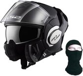 LS2 Valiant modulaire helm + bivakmuts - zwart patent