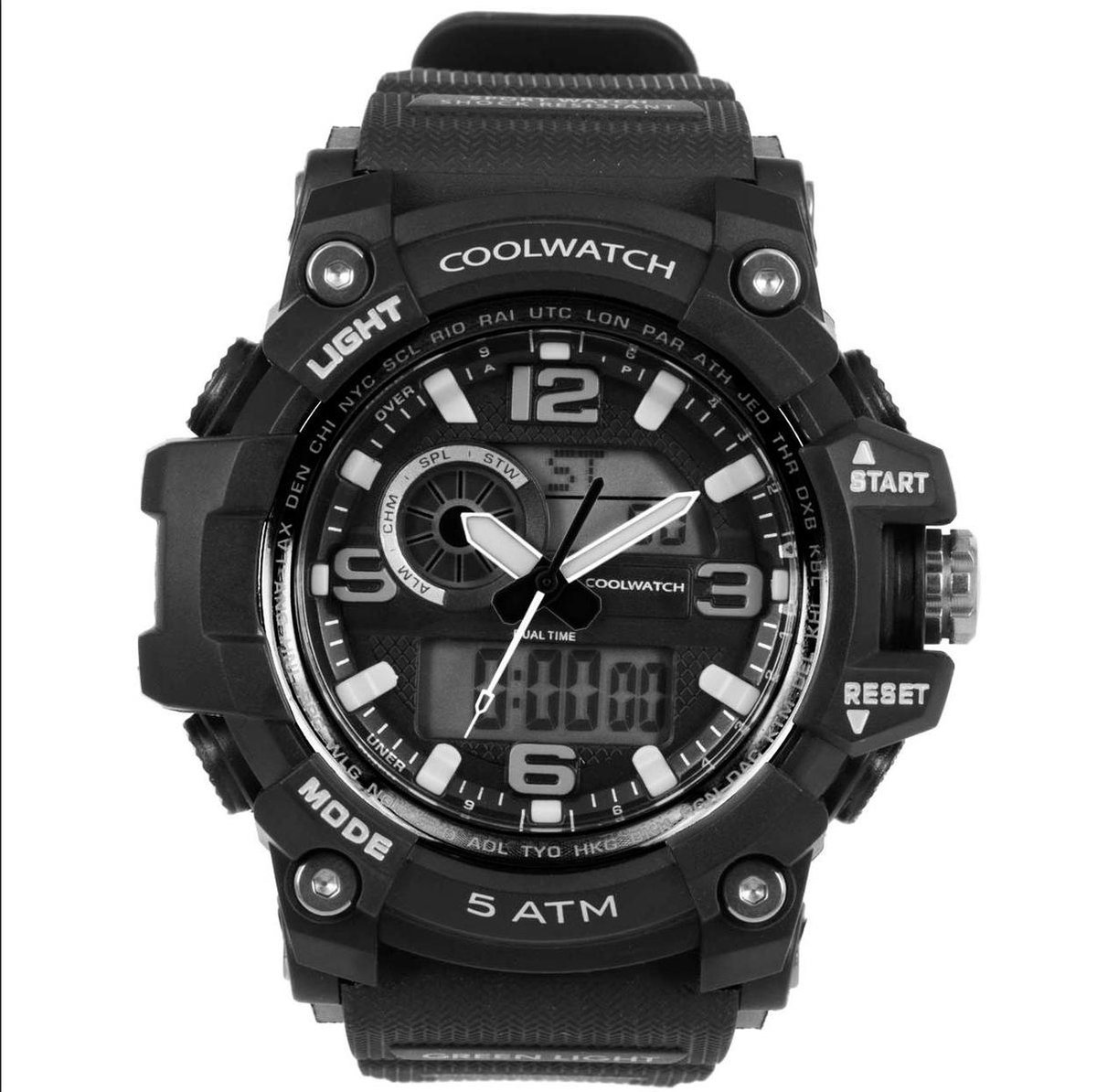 Coolwatch horloge CW.388 analoog-digitaal zwart