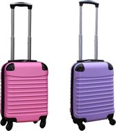 Travelerz kofferset 2 delig ABS handbagage koffers - met cijferslot - 27 liter - licht roze - lila