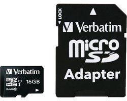 Verbatim, MicroSDHC Card 16GB CLASS 10 + Adapter