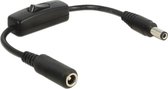 DC plug (m) - DC plug (v) adapter met schakelaar - 5,5mm x 2,5mm / zwart - 0,20 meter