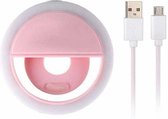 DW4Trading® Selfie Ring Light Clip met 3 Standen en Accu roze